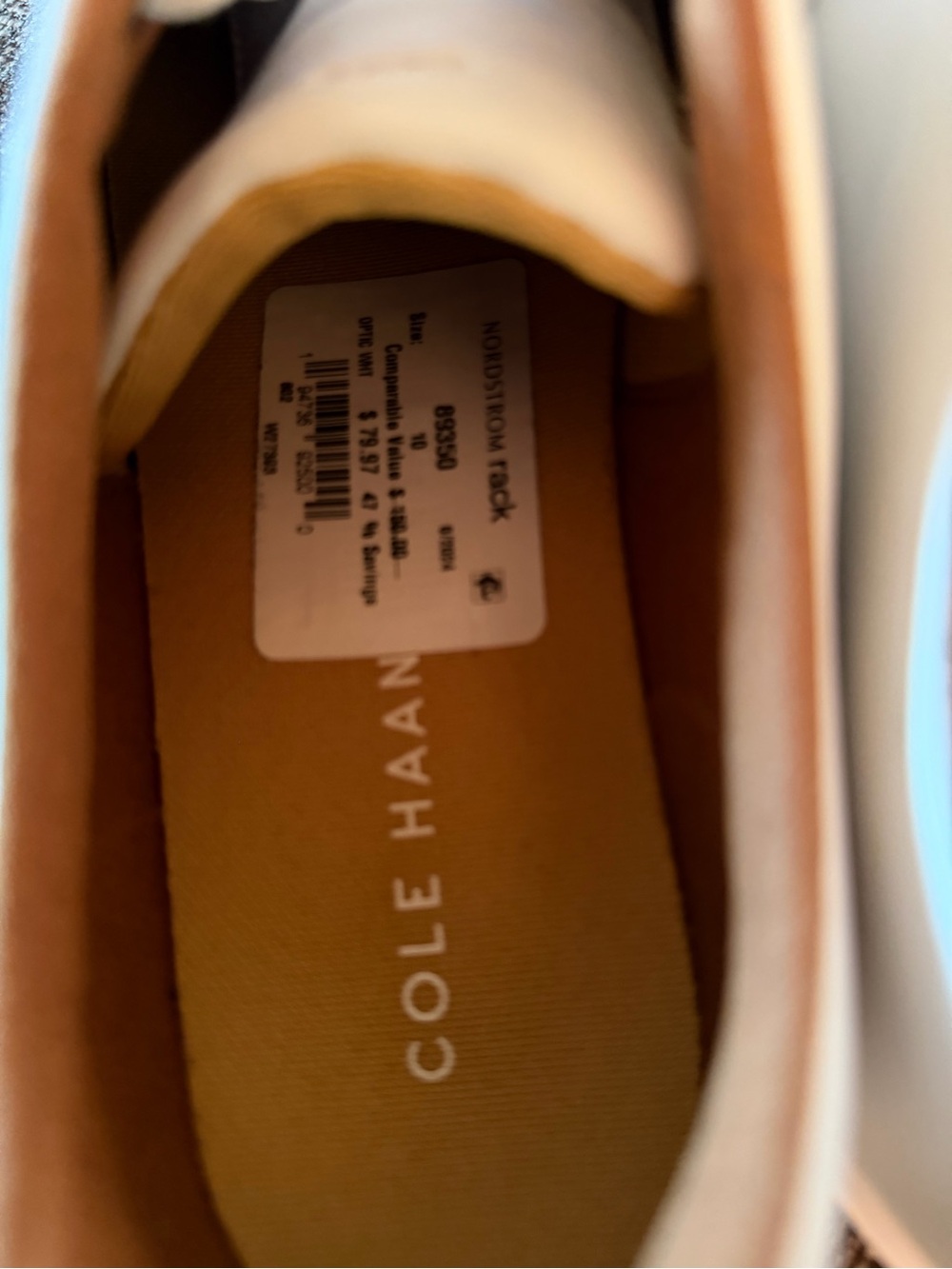 Cole Haan White Leather Low-Top Sneakers with Brown Interior Trim - Picture 4 of 5